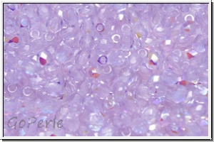 Bhm. Glasschliffperle, feuerpol., 3mm, violet, trans., AB, 50 Stk.