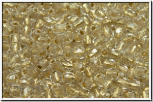 Bhm. Glasschliffperle, feuerpol., 3mm, crystal, trans., gold-ld., 50 Stk.