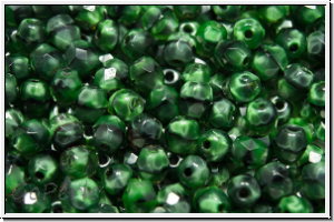 Bhm. Glasschliffperle, feuerpol., 4mm, green/black, moonlight, 50 Stk.