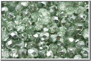 Bhm. Glasschliffperle, feuerpol., 4mm, crystal, trans., half apollo, light seafoam, 50 Stk.