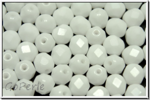 Bhm. Glasschliffperle, feuerpol., 6mm, white, op., 25 Stk.