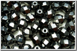 Bhm. Glasschliffperle, feuerpol., 6mm, hematite, met., 25 Stk.