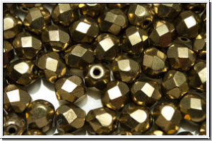 Bhm. Glasschliffperle, feuerpol., 6mm, bronze, lt., met., 25 Stk.