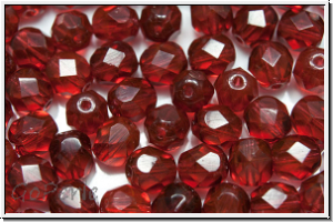 Bhm. Glasschliffperle, feuerpol., 6mm, golden ruby, trans., 25 Stk.