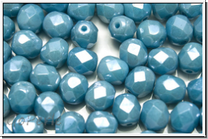 Bhm. Glasschliffperle, feuerpol., 6mm, blue, baby, op., baby blue luster, 25 Stk.