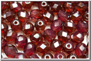 Bhm. Glasschliffperle, feuerpol., 6mm, rose, opal, half apricot luster, 25 Stk.