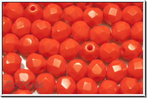 Bhm. Glasschliffperle, feuerpol., 6mm, orange, op., 25 Stk.