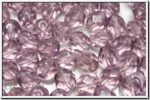 Bhm. Glasschliffperle, feuerpol., 6mm, amethyst, lt., trans., 25 Stk.