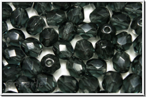 Bhm. Glasschliffperle, feuerpol., 6mm, grey, dk., trans., 25 Stk.