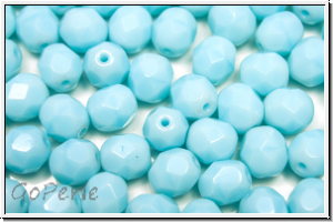 Bhm. Glasschliffperle, feuerpol., 6mm, turquoise, lt., op., 25 Stk.