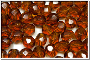 Bhm. Glasschliffperle, feuerpol., 6mm, topaz, med., trans., 25 Stk.