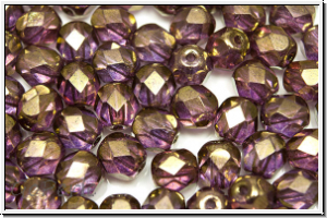 Bhm. Glasschliffperle, feuerpol., 6mm, crystal, trans., vega luster, 25 Stk.