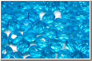 Bhm. Glasschliffperle, feuerpol., 6mm, ocean blue, trans., 25 Stk.