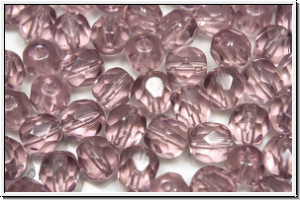 Bhm. Glasschliffperle, feuerpol., 6mm, violet, trans., 25 Stk.