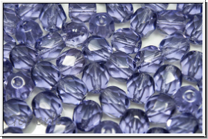 Bhm. Glasschliffperle, feuerpol., 6mm, tanzanite, trans., 25 Stk.