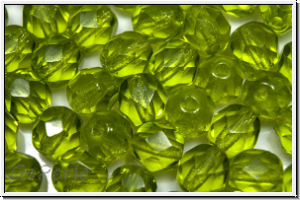 Bhm. Glasschliffperle, feuerpol., 6mm, olivine, lt., trans., 25 Stk.