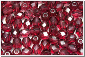 Bhm. Glasschliffperle, feuerpol., 5mm, fuchsia, trans., 25 Stk.