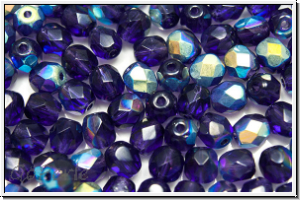 Bhm. Glasschliffperle, feuerpol., 5mm, purple velvet, trans., AB, 25 Stk.