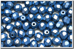 Bhm. Glasschliffperle, feuerpol., 5mm, antique blue, met., 25 Stk.