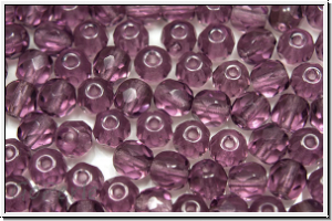 Bhm. Glasschliffperle, feuerpol., 5mm, amethyst, trans., 25 Stk.