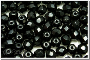 Bhm. Glasschliffperle, feuerpol., 5mm, black, op., 25 Stk.