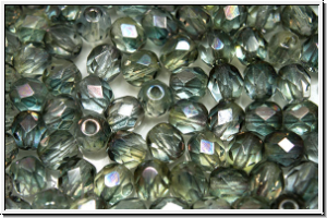 Bhm. Glasschliffperle, feuerpol., 5mm, grey, lt., trans., AB, 25 Stk.