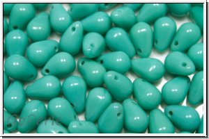 Drop Beads, 4x6mm, green turquoise, op., 20 Stk.