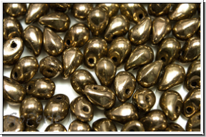 Drop Beads, 4x6mm, bronze, lt., met., 20 Stk.