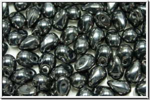 Drop Beads, 4x6mm, hematite, met., 20 Stk.