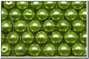 bhm. Glaswachsperlen, 6mm, green apple, shiny, 20 Stk.