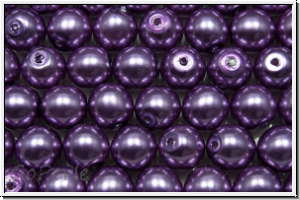 bhm. Glaswachsperlen, 6mm, deep lilac, shiny, 20 Stk.