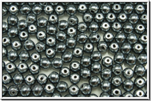 bhm. Glaswachsperlen, 3mm, silver grey, shiny, 50 Stk.