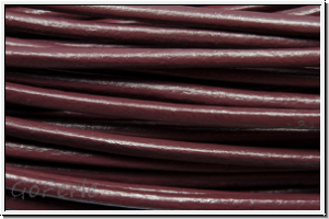 Lederband, 2mm, rund, dark red, Rind, 1m