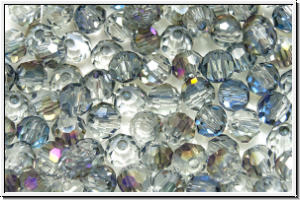 Kristallschliffperle, rund, 3mm, crystal, trans., blue/grey galv., 90 Stk.