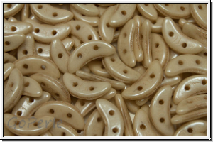 Crescent-Beads, 10x5x2,3mm, white, alabaster, champagne luster, 25 Stk.