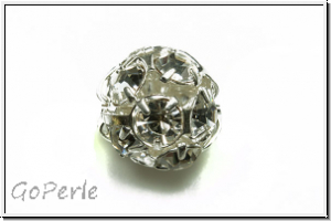 Strass-Kugel, tschech., 10mm, silber - crystal, trans., 1 Stk.