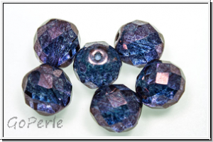 Bhm. Glasschliffperle, feuerpol., 10mm, crystal, trans., vega luster, 6 Stk.