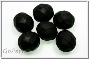 Bhm. Glasschliffperle, feuerpol., 10mm, black, op., matte, 6 Stk.