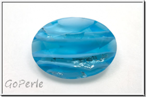 Cabochon, 25x18mm, sky blue/crystal, silverfoiled, Glas, 1 Stk.