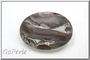 Cabochon, 25x18mm, grey/crystal, silverfoiled, Glas, 1 Stk.