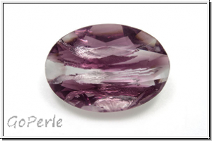 Cabochon, 25x18mm, amethyst/crystal, silverfoiled, Glas, 1 Stk.