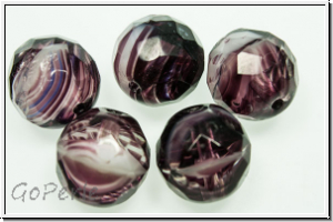 Bhm. Glasschliffperle, feuerpol., 12mm, amethyst/white, ombriert, 5 Stk.