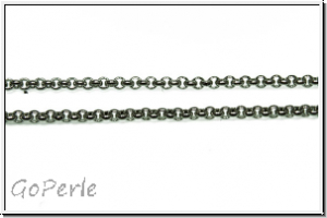 Gliederkette, Rolo-Chain, 2,5x1mm, antiksilberfb., Edelstahl, Preis/m