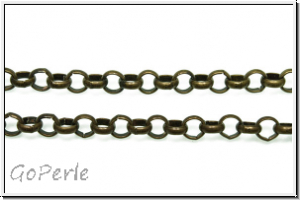 Gliederkette, Rolo-Chain, 4x1,1mm, antikmessingfb., Metall, 1m