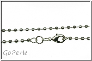 Kette, Ball-Chain, mit Karabiner, 2,3mm, silberfb., Metall, 1 Stk. (53cm)