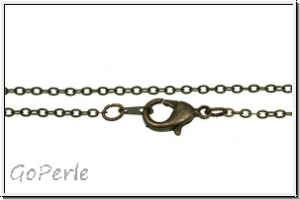 Kette, oval, mit Karabiner, 2x1,7mm, antikmessingfb., Messing, 1 Stk. (41cm)