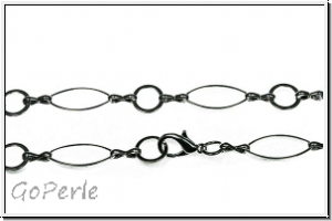 Kette, oval/rund, mit Karabiner, 16,5x7/8mm, silberfb., Metall, 1 Stk. (100cm)