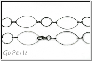 Kette, oval/rund, mit Karabiner, 26x16/14mm, silberfb., Metall, 1 Stk. (100cm)