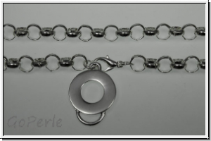 Kette, Rolo-Chain, mit Karabiner u. Charm-Trger, 7mm, silberfb., Metall, 1 Stk. (50cm)