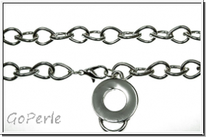 Kette, Drop-Chain, mit Karabiner u. Charm-Trger, 10x8mm, silberfb., Metall, 1 Stk. (50cm)